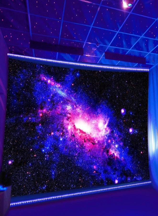PSYHILAR Black Light Posters for Adults, Galaxy Blacklight Tapestry Trippy Space Wall Star Purple UV Reactive Tapestry for Bedroom (59 x 51 Inches) - Image 2